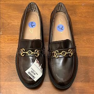 Chic Brown Loafers with Gold Accents